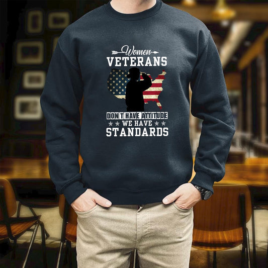 Veteran Female Veteran Women Veterans Don't Have Attitude Unisex Print