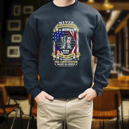 Veteran Never Underestimate A Woman Who Once Took An Oath Unisex Print