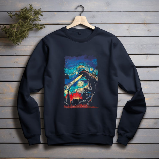 Godzilla Starry Night Printed 2D Sweatshirt